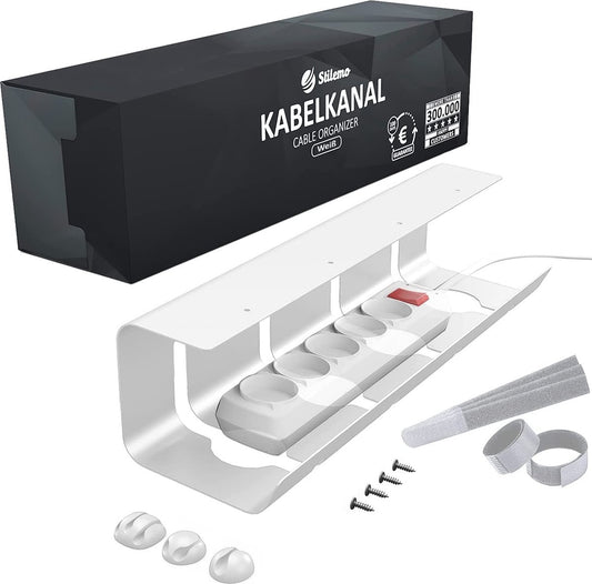 Stilemo Cable Tray Desk - Support de câbles 43 CM - Organisateur de câbles 5 KG de capacité de charge - Blanc