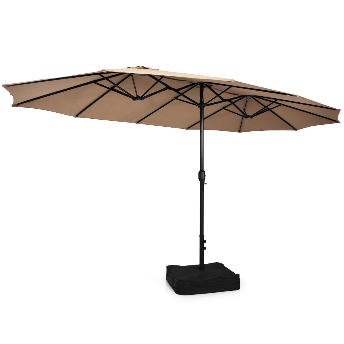 Coast 451.5 x 264 cm Parasol de terrasse double avec pied - Marron Parasol d'ombrage XXL pour le jardin, la terrasse et la piscine