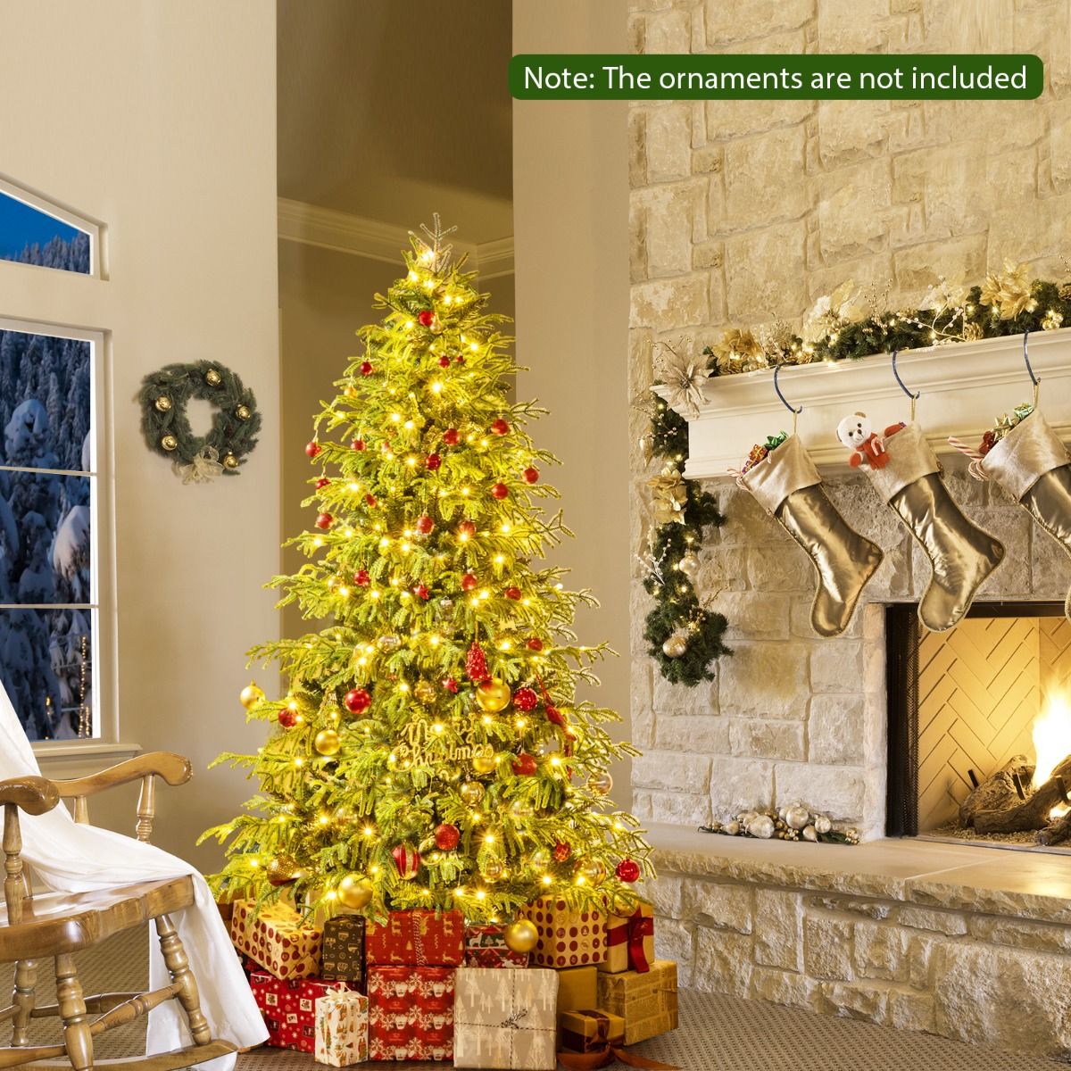 Sapin de Noël artificiel Coast avec guirlande lumineuse - 180 cm - ampoules LED blanc chaud - vert