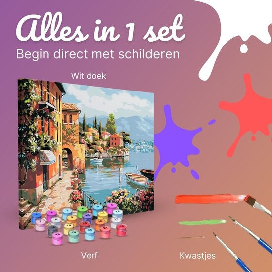 Kit de peinture à l'huile par numéro Rubye® - Peinture sur toile murale - Inclus Peinture et Pinceaux - Toile de Peinture - Coloriage par Numéros - 40x50cm