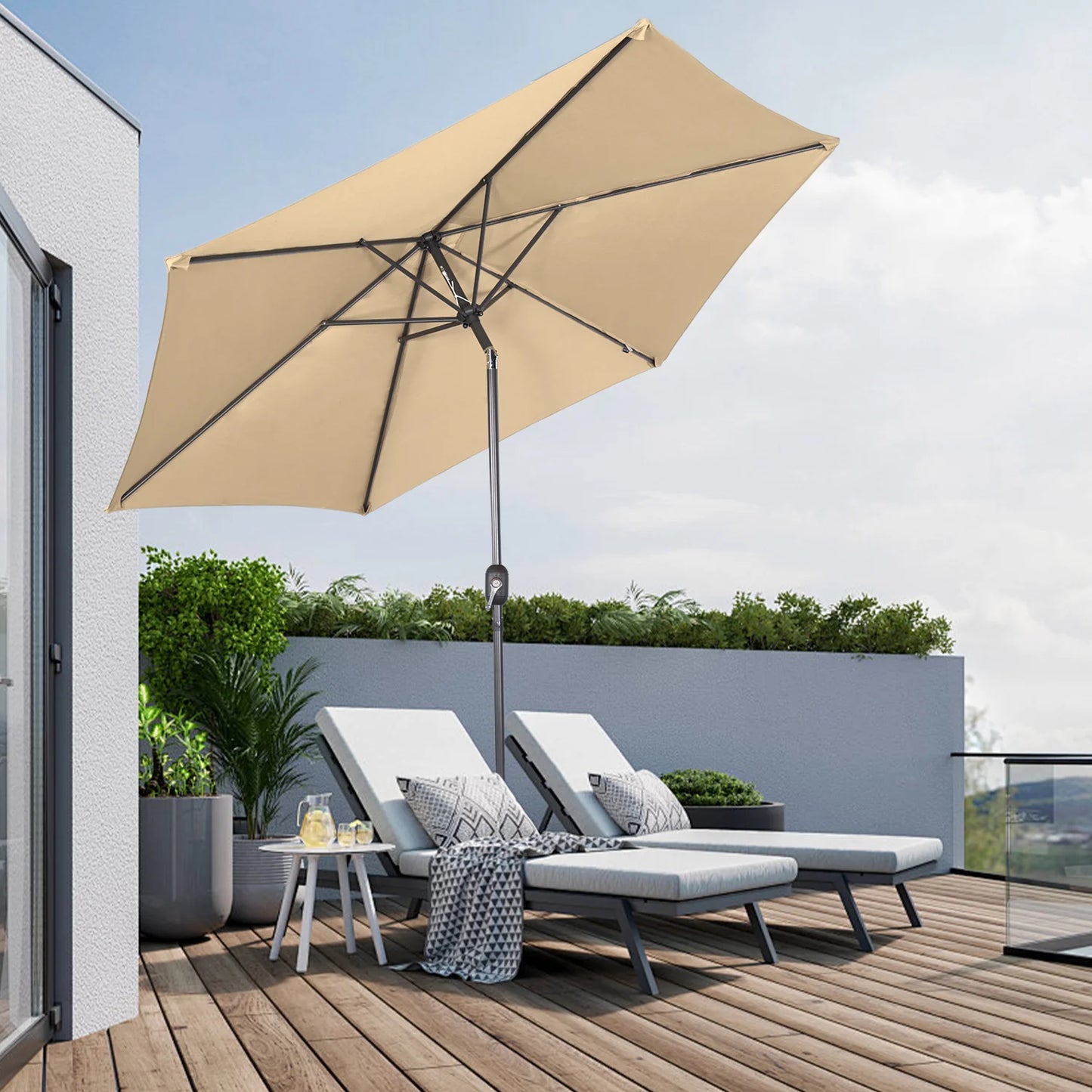 Angel Living, parasol suspendu rectangulaire de 300 cm - Parasol avec pied en croix et bras pivotant - Rouge