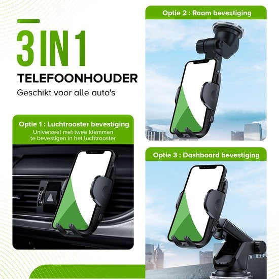 Support de téléphone iSetchi - Voiture - Ventouse extra-forte - 3 en 1 - Noir