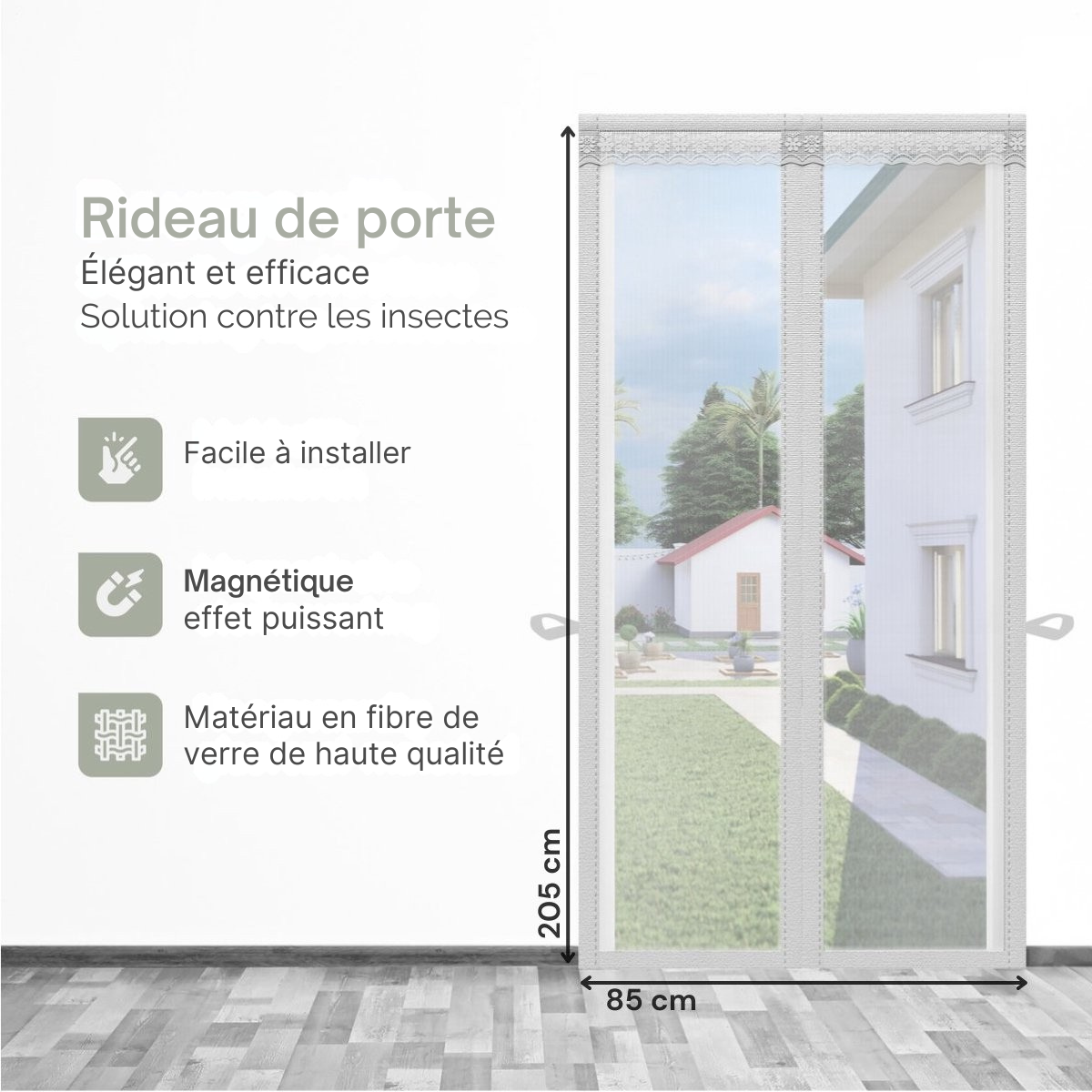 Rideau de Porte Deluxe O'DADDY FIBER - Moustiquaire Magnétique - Pour Nouvelles Constructions et Portes Standard - Installation Facile - 85x205 cm  - Moustiquaire Blanche