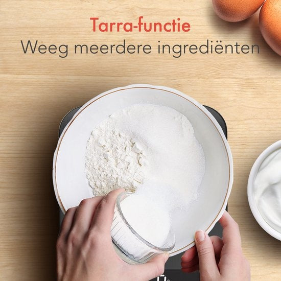 KitchenBrothers Kitchen scale - Balance de cuisine - Numérique - 1g à 10kg - Piles incluses - Acier inoxydable/Noir Gunmetal