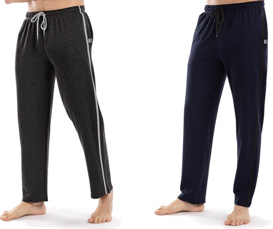 Milanoro - Lot de 2 pantalons de survêtement sportifs et confortables pour hommes - Bleu marine/Anthracite - S