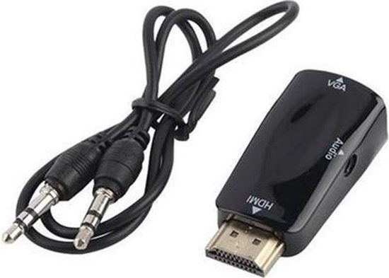 Garpex® Adaptateur HDMI vers VGA avec audio - Câble HDMI vers VGA avec audio - Full HD 1080p - Noir