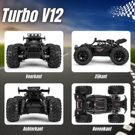 Voiture radiocommandée Vertrex Turbo V12 - Jouets de course télécommandés - Adultes et garçons - pour l'extérieur - Radiographique télécommandable