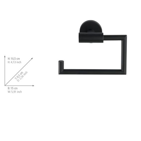 Porte-rouleau de papier toilette WENKO Bosio Black, noir mat - acier inoxydable - fixation murale