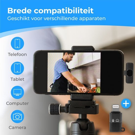 Nuvance - Microphone sans fil - Microphone Tie Pin - Adapté à Usb-C & Apple Lightning - Microphone Lavelier - Plug & Play