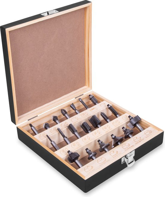 VONROC router set / Top milling set - Top quality YT9 steel - 8mm tool holder | 20 pcs in deluxe case