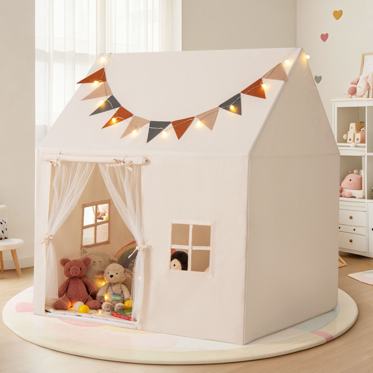 Coast Play Tent for Children - Incl. Light String - 123 x 107 x 137 cm - Beige