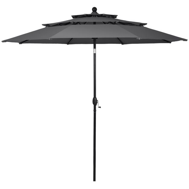 Parasol Coast - 300 cm - Articulé - Coupe-vent - Aluminium - Protection UV - Gris