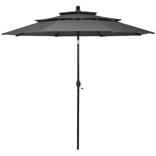 Parasol Coast - 300 cm - Articulé - Coupe-vent - Aluminium - Protection UV - Gris