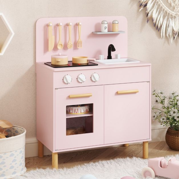 coast Play Kitchen - avec lumière, son et accessoires - 55 x 31 x 75 cm - rose
