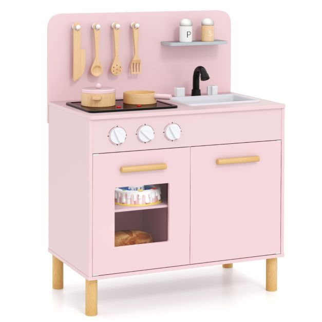 coast Play Kitchen - avec lumière, son et accessoires - 55 x 31 x 75 cm - rose