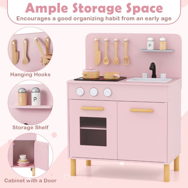 coast Play Kitchen - avec lumière, son et accessoires - 55 x 31 x 75 cm - rose