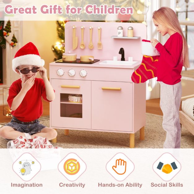 coast Play Kitchen - avec lumière, son et accessoires - 55 x 31 x 75 cm - rose