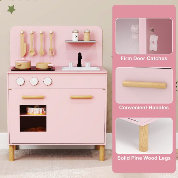 coast Play Kitchen - avec lumière, son et accessoires - 55 x 31 x 75 cm - rose