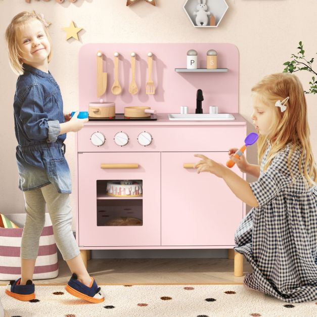 coast Play Kitchen - avec lumière, son et accessoires - 55 x 31 x 75 cm - rose
