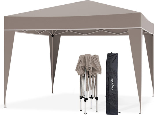 LifeGoods Party Tent - Pavillon - EasyUp - Pliable - Imperméable - Avec sac de transport - 300 x 300 cm - Beige