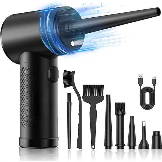 Kit de nettoyage - Strex - Dépoussiéreur à air sans fil - Rechargeable - Air comprimé - LED intégrée - Noir