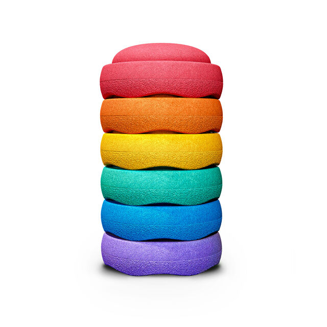 Briques à empiler - Briques d'équilibre - arc-en-ciel - 6 pièces - Jouet d'équilibre - Rond