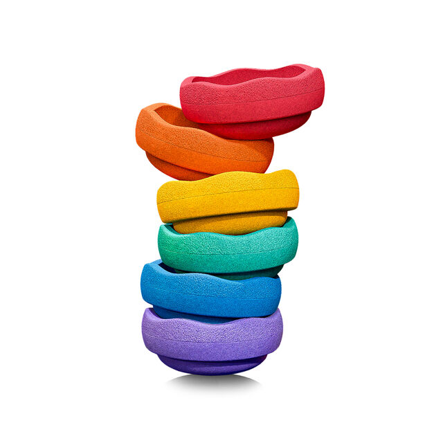Briques à empiler - Briques d'équilibre - arc-en-ciel - 6 pièces - Jouet d'équilibre - Rond