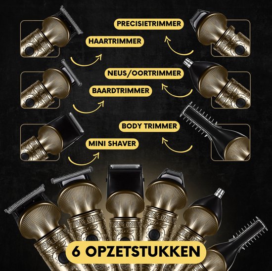 Tondeuse à barbe 6-en-1 pour homme - Tondeuse pour barbe et corps - 6 accessoires inclus - Sansbeauté® - Tondeuse pour homme - Tondeuse pour homme - Tondeuse à cheveux - Tondeuses - 0.5-15MM - Nez et oreilles - Tondeuse - Machine à barbe - Multigroomer