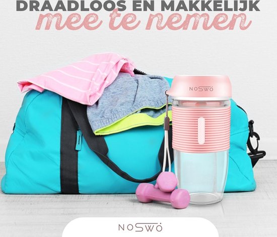 Noswo Blender To Go - Blender portable - Blender portable - Mini Blender pour les déplacements - Smoothie Maker - Blender sans fil - Rose