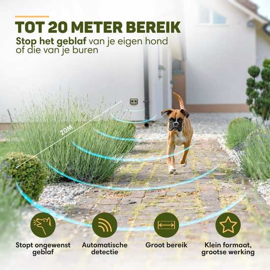 Vulpes Goods® Pets Anti Barking Device MINI PRO - Ultrasons - Rechargeable et fonctionnement automatique - Pour tous les chiens - Étanche - 2 haut-parleurs puissants - Pas de choc - Intérieur et extérieur