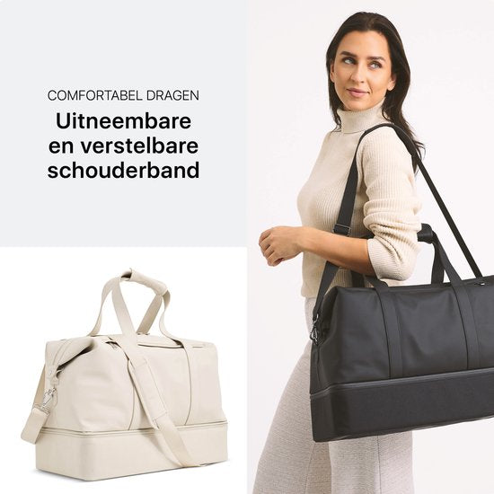 ONYX The Weekender Sac de voyage pour femmes et hommes - Sac de week-end 50 L - Sac de voyage en tant que bagage à main - Blanc ivoire