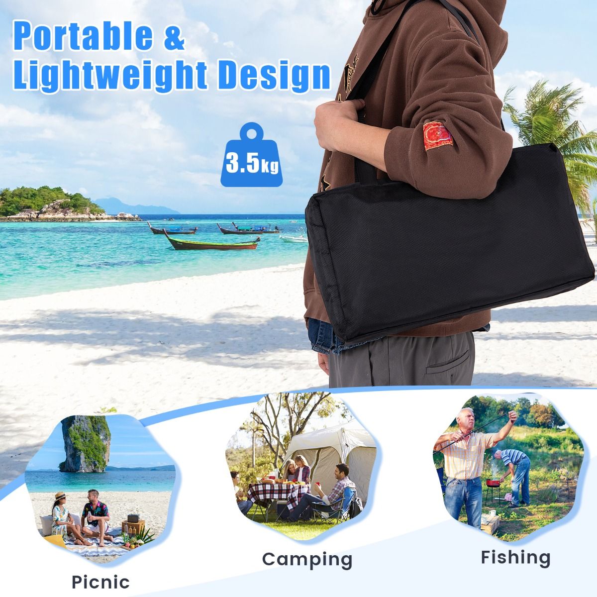 Coast Portable Beach Tent 3 x 3 m Turquoise - Tente légère et protectrice contre les UV pour la plage, le camping et le jardin