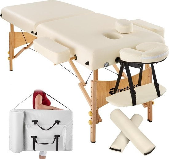 tectake® - Table de massage Table de traitement - matelas de 7,5 cm de haut + coussins roulants et sac de transport - divan de traitement - sac de rangement inclus - pliable