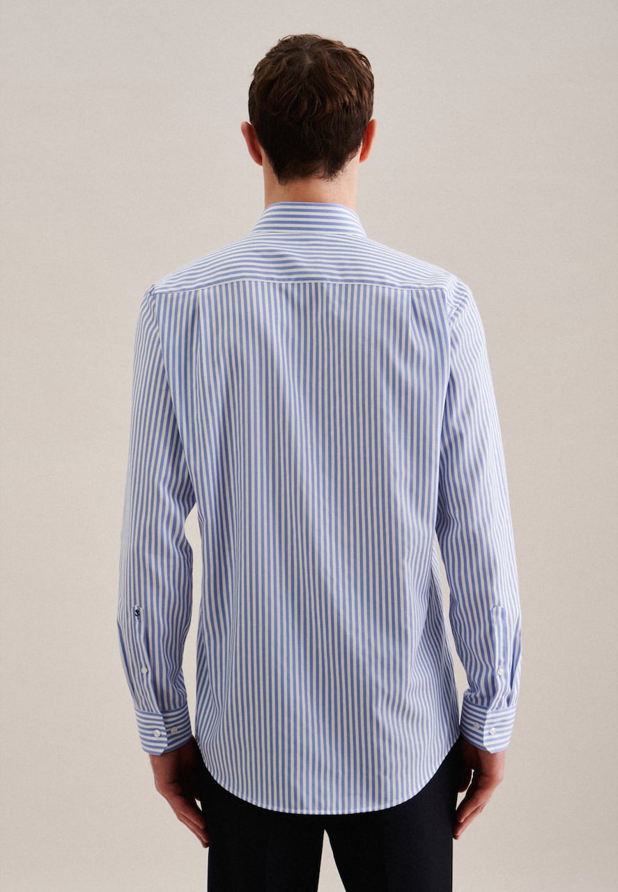 SEIDENSTICKER Regular Fit Business Shirt Blue Denim/White, Long Sleeve, Kent Collar
