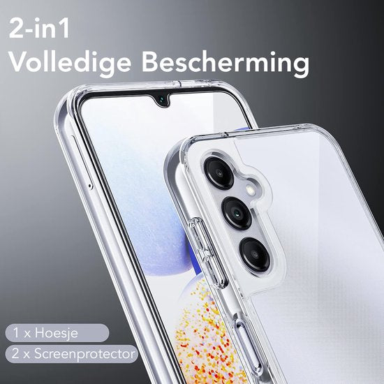 Podec Case Suitable for Samsung Galaxy A14 5G Transparent Phone Case - Anti-Shock Case Cover with 2x Screen Protector