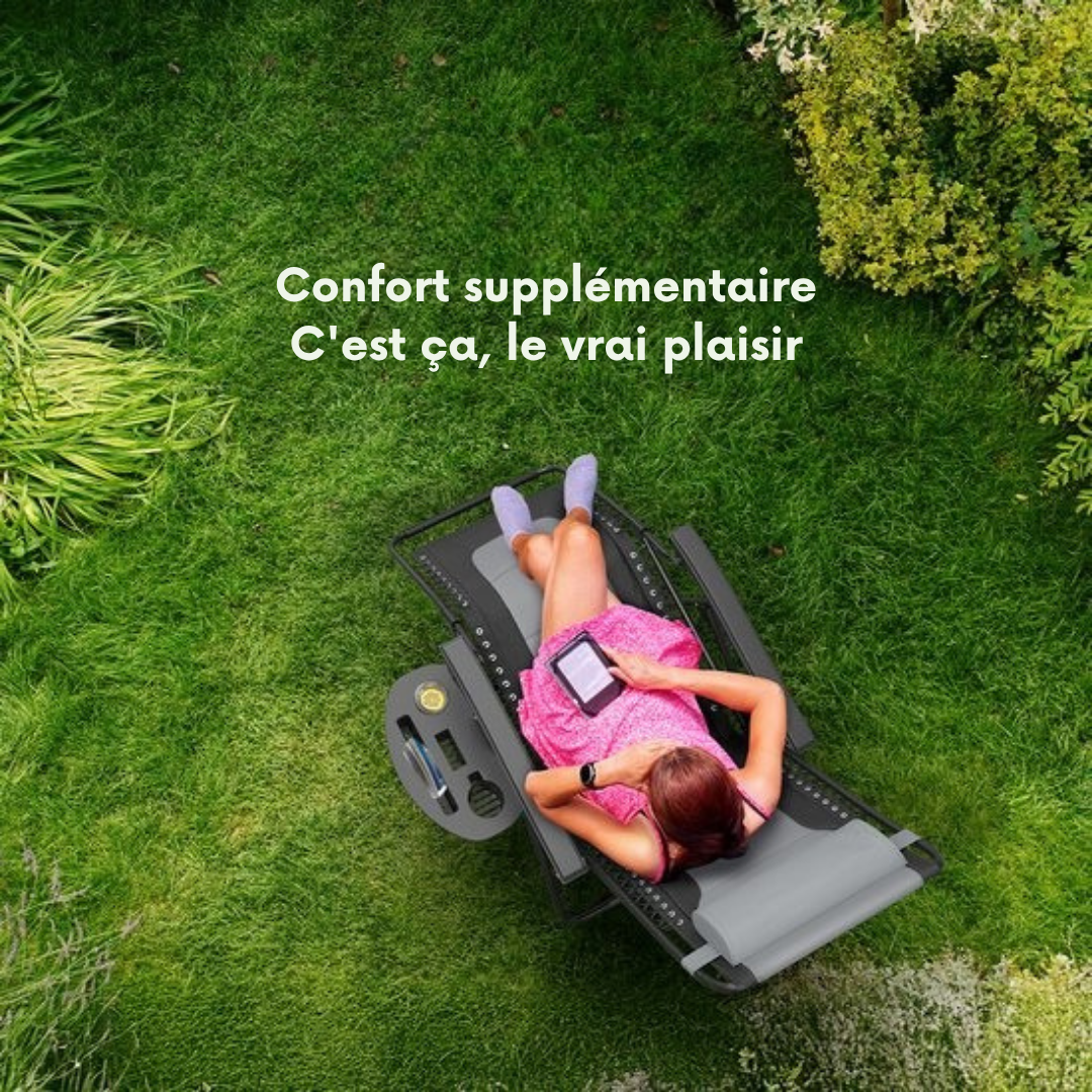 Chaise longue LifeGoods - Pliable - Inclinable de 30° à 90° - Charge max 150kg - Noir/gris