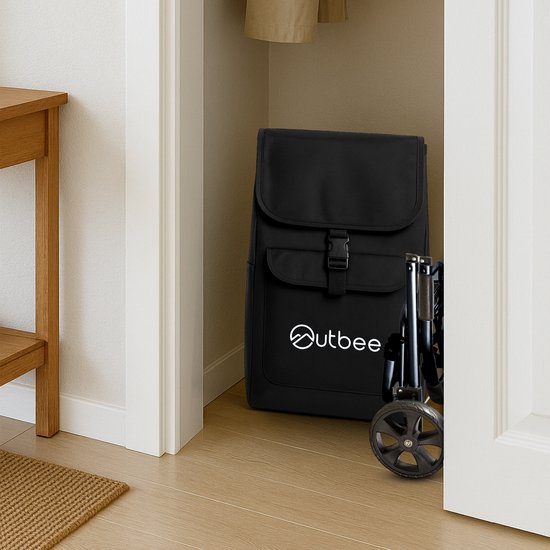 Outbee Chariot de courses - Pliable - Polyester - Avec roues EVA - Cadre en aluminium - Capacité de charge 45 kg - Noir