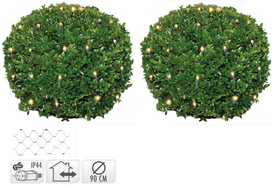 Nampook - Filet à boules en buis - Filet lumineux - 100 LED 90cm - Blanc chaud