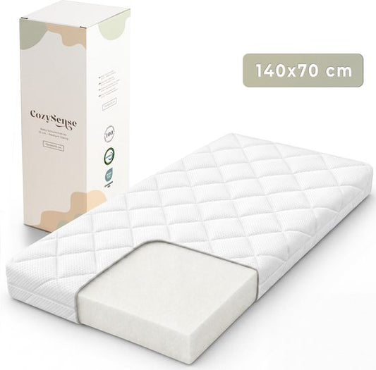 Matelas pour bébé CozySense® 70 x 140 cm – Matelas pour lit bébé – Matelas pour bébé – Coton respirant – Housse amovible – Certifié OEKO-TEX® et CertiPUR-US® – 10 cm