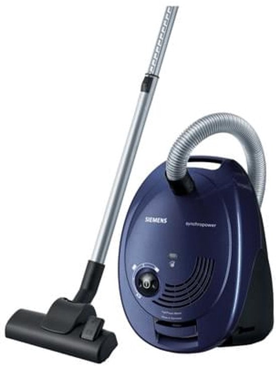 Aspirateur Siemens VS06A111 SynchroPower avec sac – Compact – 600 W – Sac à poussière de 4 L – Bleu/Noir