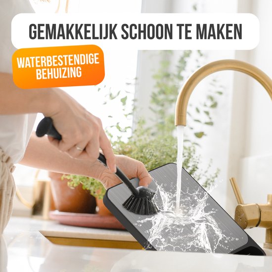 Balance de Cuisine Digitale Strex - Balance de Cuisine - 1 g à 10 kg - Fonction Tare - Piles Incluses - Inox/Noir