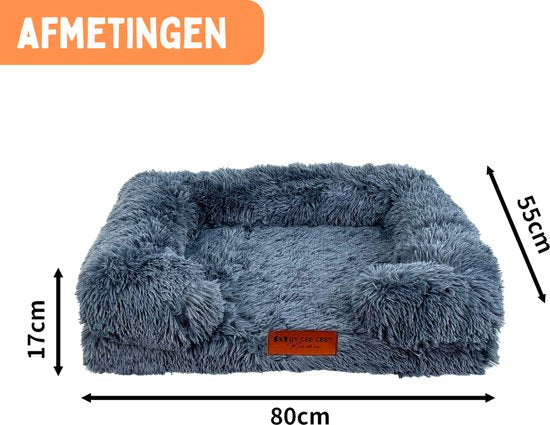 By Cee Cee Panier orthopédique pour chien - Coussin orthopédique pour chien - Royal Collection Dog Bed - Fluffy - Dark Grey - M - 80x55x17