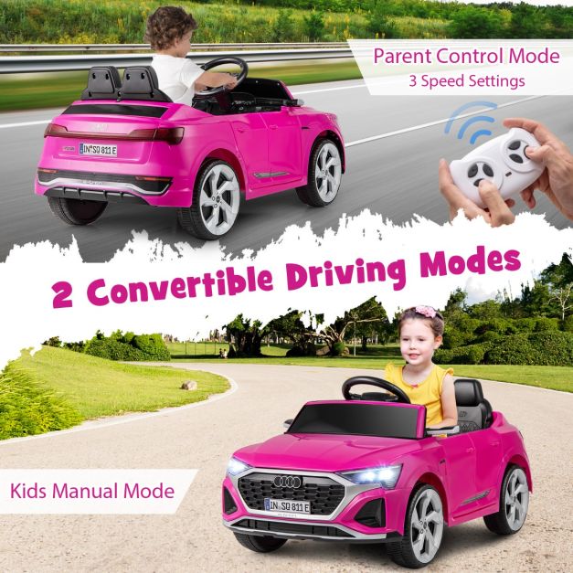 Coast 12V Voiture Electrique Enfant Audi SQ8 avec Télécommande Noir/Rose