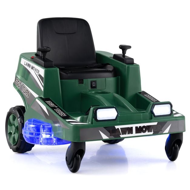 Coast Electric Tondeuse à gazon pour enfants 12V - autoportée avec lumières LED 72 x 62 x 54 cm - Vert