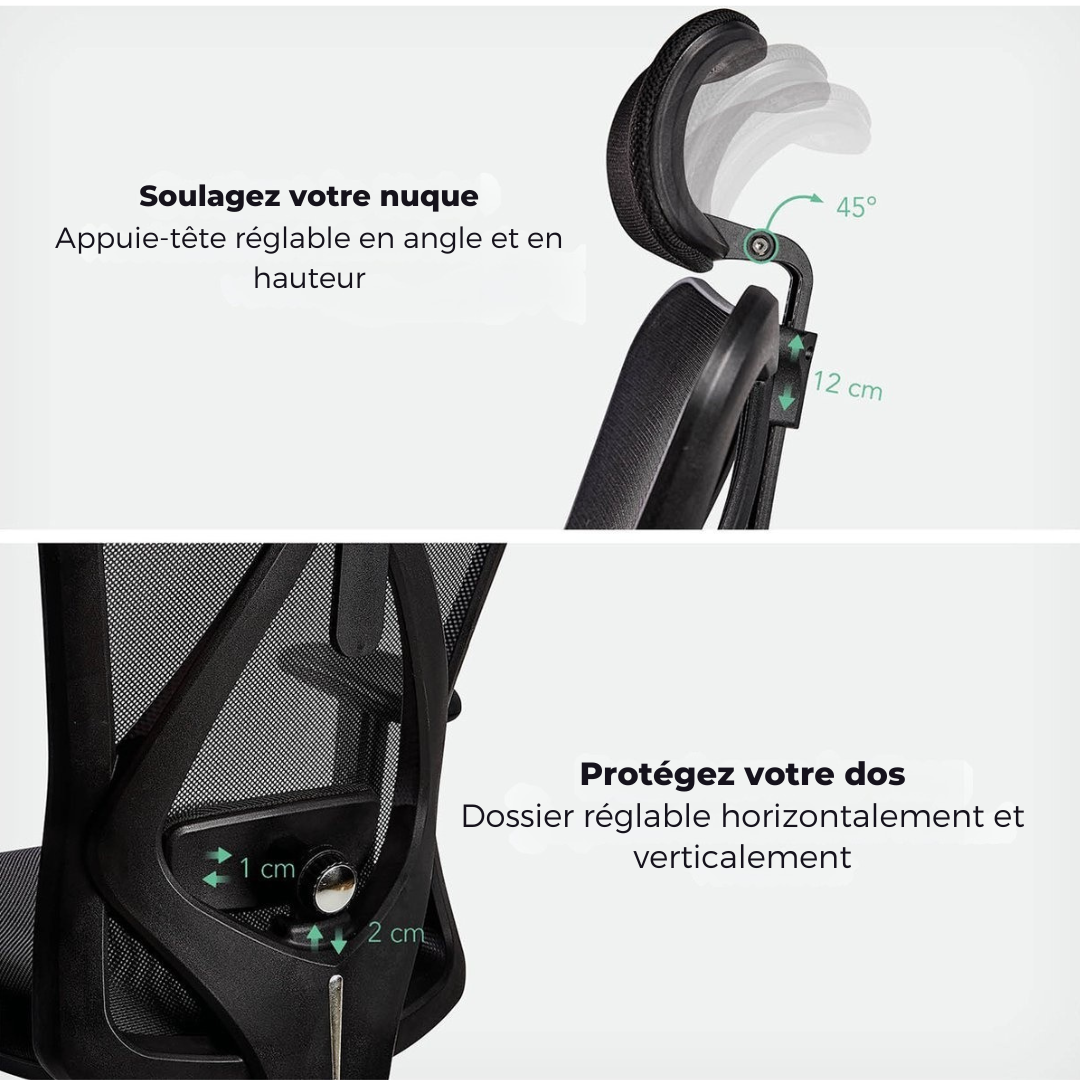 LifeGoods - Chaise de bureau ergonomique - Noir