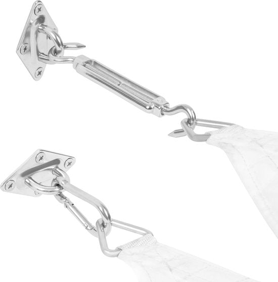 VONROC Kit de fixation de toile d'ombrage (40 pièces) - Rectangle - Acier inoxydable - Résistant aux intempéries