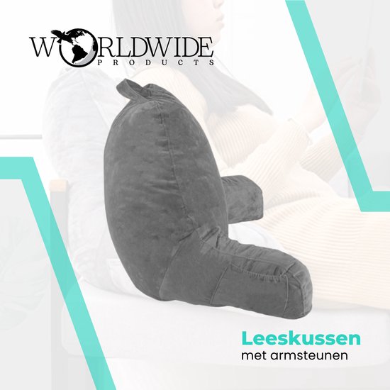 WorldWide products Coussin de lecture avec accoudoirs - Coussin de relaxation en mousse à mémoire de forme - pour le lit