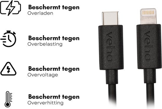 Veho Câble de recharge et de synchronisation USB-C™ vers Lightning pour iPhone - 20cm