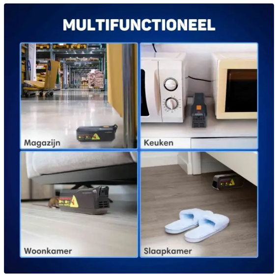 Vulpes Goods® - Mini piège à souris électrique - 18,8 x 8 x 6 cm - équipé d'une tension de choc de 1800 V et d'une double alimentation, d'un indicateur LED et d'un buzzer - pour l'intérieur et la cuisine - plastique ABS noir