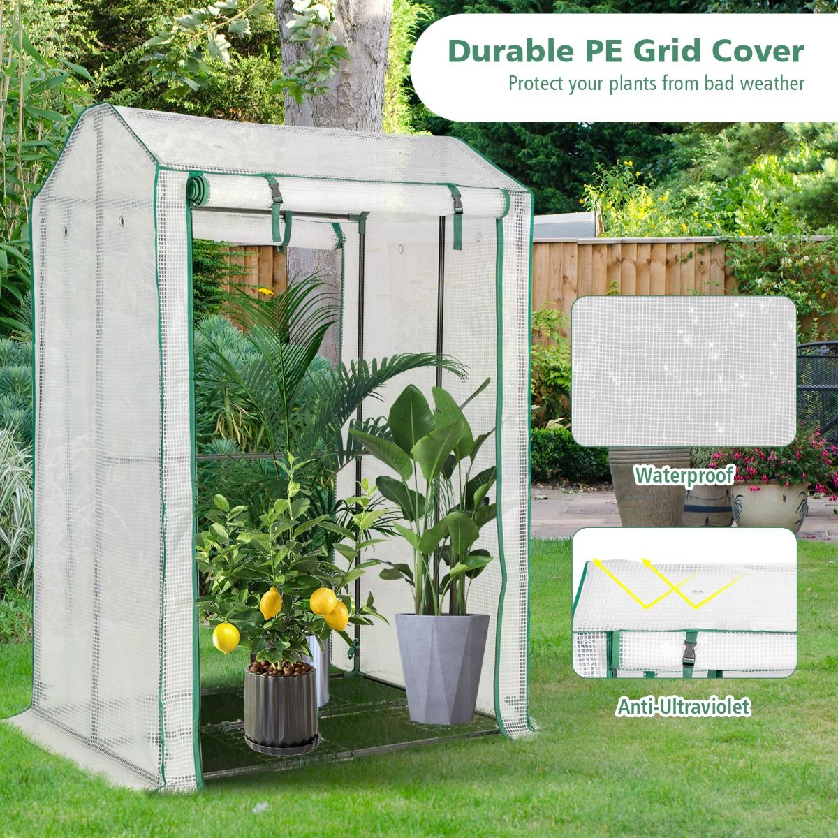 Serre Coast Garden - 2 portes roulantes - avec fermeture éclair - 100 x 81 x 150 cm